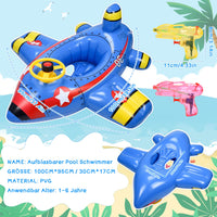 1 x RAW Customer Returns Herefun baby swimming ring, inflatable baby swimming aid with 2 water pistols, children s swimming trainer, baby airplane swimming seat, baby swimming ring, children s boat swimming ring for toddlers from 1-6 years - RRP €32.99