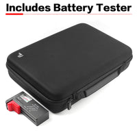 1 x RAW Customer Returns Battery box storage box carrying case with tester BT-168, batteries variety pack bag, holds 140 AA, AAA, C, D, 9V, lithium 3V button batteries, battery caddy container gray  - RRP €27.91