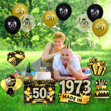 6 x Brand New Black Gold 50th Birthday Decorations for Men Women 6Pcs Black Gold 50th Birthday Yard Signs with Poles 18Pcs Black Gold 50th Latex Birthday Balloons for 50th Birthday Decor - RRP €115.2