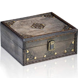 1 x RAW Customer Returns Brynnberg Treasure Chest Dominique 24x20x15cm Large Treasure Chest, Brown Decorated with Rivets, with Lid, Lock and Key, Lockable Pirate Chest, Storage Box with Top Handle - RRP €30.24