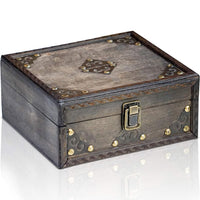 1 x RAW Customer Returns Brynnberg treasure chest Vitec 24x21x18cm large flat treasure chest, brown decorated with rivets, with lid, lock and key, lockable pirate chest, storage box with handle - RRP €30.71