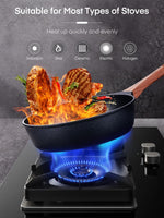 1 x RAW Customer Returns D.Perlla frying pan with glass lid 28 cm, height 8 cm, non-stick pan for all types of stoves, induction compatible, granite coating high-rim pan, PFOA-free, cast aluminum cooking pan, scratch-resistant - RRP €40.33