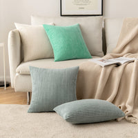 1 x RAW Customer Returns MIULEE Set of 2 cushion covers, corduroy cushion cover, decorative cushion cover, sofa cushion, couch cushion, decorative cushion cover, cuddly cushion for sofa, bedroom, living room, 40 x 40 cm, gray, green - RRP €17.52