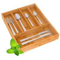 2 x RAW Customer Returns Cutlery box cutlery insert drawer insert cutlery holder 26x35x5cm BLH - for kitchen drawers made of bamboo - RRP €29.98