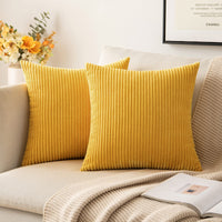 1 x RAW Customer Returns MIULEE Set of 2 Cushion Covers Corduroy Cushion Cover Decorative Pillowcase Sofa Cushion Couch Cushion Throw Pillow Decorative Pillowcase Cuddly Pillow for Sofa Bedroom Living Room 60 x 60 cm Mustard Yellow - RRP €27.49