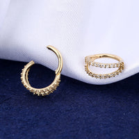 1 x RAW Customer Returns OUFER Body Piercing Helix Earrings Piercing Hoop Ring 16G 9K Solid Gold Septum Ring Piercing Jewellery Double Line Clear CZ Paved Daith Earring Tragus Piercing Jewellery - RRP €82.14