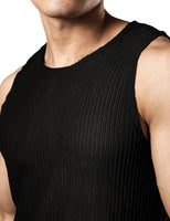 1 x RAW Customer Returns JOGAL Men s Mesh Fitted Sleeveless Muscle Tank Top Black Small - RRP €23.18