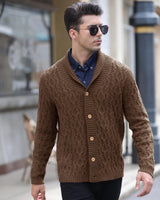 1 x Brand New Men s Cardigan with Shawl Collar Men Button Down Cable Knit Sweat Jacket Winter Warm Knitted Sweater Long Sleeve Cardigan Sweater - RRP €40.33