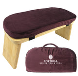 1 x RAW Customer Returns Tortuga - Meditation bench foldable with padded seat - Yoga stool cushion bamboo - Ergonomic - Complete set carrying bag, comfortable cushion - Improves posture garnet red  - RRP €56.83