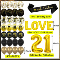 2 x Brand New Yskmefun 21st birthday decoration, birthday decoration 21, decoration 21st birthday black gold, decoration 21st birthday women, birthday decoration man 21, various party decorations - RRP €18.12