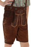 1 x RAW Customer Returns Isar-Trachten children s leather trousers short traditional leather trousers boys with straps and embroidery 55811 brown size 164 - RRP €73.37