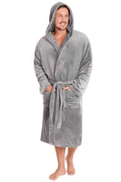 1 x RAW Customer Returns CityComfort Men s Dressing Gown Super Soft Men s Fleece Robe with Hood Robes Bathrobe Warm and Cozy Light Grey, 3XL  - RRP €28.26