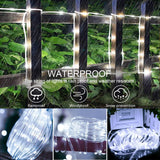 1 x RAW Customer Returns JIMACRO Outdoor Solar LED Light Tube, IP65 Waterproof Solar Fairy Lights Outdoor 12m 100LEDs Solar Decorative Lights with 8 Lighting Modes for Garden Tree Party Christmas Decoration - RRP €16.48