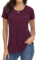 1 x Brand New DOTIN Women s T-Shirt Plain Short Sleeve Summer Shirt Loose Stretch Blouse Causal Top Basic Tops, Wine Red, M - RRP €19.99