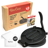 1 x RAW Customer Returns Uno Casa Tortilla Press 25 cm made of cast iron - Taco Press and Roti Maker - Plus 100 sheets of baking paper - Kitchen gadget for flour tortilla, roti, tawa or dosa or as a dumpling maker - RRP €53.99