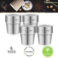 1 x RAW Customer Returns Hivexagon 300ml set of 4 double-walled stainless steel mugs - ideal for cold drinks - dishwasher safe HG515 - RRP €19.15