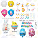 6 x Brand New Easter Nest Party Decorations Printed Balloons Easter Theme Glasses Egg Sprial Ornaments Rabbit Chick Foil Balloons for Kids Easter Party Decoration Birthday Set - RRP €115.2