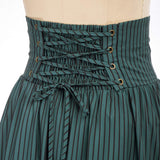 1 x RAW Customer Returns Women s Retro Rockabilly Stripe Skirt Elastic High Waist Festive Party Show Skirt Long Dark Green XXL - RRP €39.99