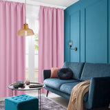 1 x RAW Customer Returns Deconovo thermal curtain blackout curtains with ruffle tape, 260 x 140 cm height x width , pink, set of 2 - RRP €47.49