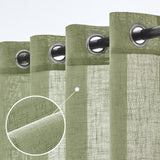 1 x RAW Customer Returns Woaboy 2 Pieces Translucent Linen Curtains Modern Decorative Eyelet Curtains for Living Room and Bedroom 140x260cm Green - RRP €41.99