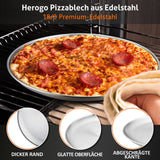 1 x RAW Customer Returns Herogo Pizza Tray Set of 4, 30 cm Round Stainless Steel Pizza Mold, Pizza Tray for Oven, Baking, Serving, Roasting, Non-Toxic Healthy, Durable Dishwasher Safe Metal Silver  - RRP €25.49