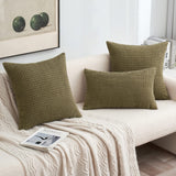 1 x Brand New MIULEE Corn Stripe Cushion Cover Soft Decorative Pillowcases Corduroy Polyester Granule Cushions for Room Sofa Chair Bed Living Room Bedroom 30x50cm 2 Pieces Olive Green - RRP €13.51