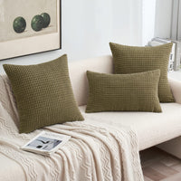 1 x Brand New MIULEE Corn Stripe Cushion Cover Soft Decorative Pillowcases Corduroy Polyester Granule Cushions for Room Sofa Chair Bed Living Room Bedroom 40x40cm 2 Pieces Olive Green - RRP €20.4