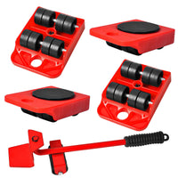 1 x RAW Customer Returns 5-piece furniture transport rollers, furniture transport roller set, furniture transport roller set, 4 furniture rollers 1 load lifter, ideal for furniture transport when moving - RRP €20.99