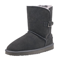 1 x Brand New Shenduo women s winter boots, half boots, leather boots with button DA5803, gray 38 - RRP €59.4