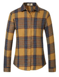 1 x Brand New SSLR women s flannel shirt, lumberjack shirt, long-sleeved shirt, button down checked shirt blouse, long-sleeved shirt, blouse, elegant for women XLarge, yellow blue  - RRP €26.11