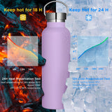 1 x RAW Customer Returns GeeRic 1 Liter Stainless Steel Water Bottle, Wide Mouth Thermal Bottle 12H Hot 24Cold BPA Free with Case and Handle Cover, for Camping, School, Sports, Gym, Violet - RRP €20.66