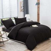 1 x RAW Customer Returns AYSW 4 Pieces Duvet Cover Sets 200x200cm Double Zipper Black Fitted Sheet 140x190 200cm 2 Pillowcases 65x65cm Adult Bedding Set for 2 Persons in Brushed Microfiber - RRP €40.68