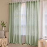 1 x RAW Customer Returns MIULEE Curtains Tab-Top Voile Curtain Modern Linen Look Semi-Transparent for Living Room Bedroom Room Divider Sliding Curtain Set of 2 Stores Green 245 x 140 cm - RRP €40.58