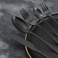 1 x RAW Customer Returns BEWOS cutlery set for 12 people, 60-piece black matt cutlery set including knife, fork, spoon, stainless steel cutlery, dishwasher safe - RRP €63.52