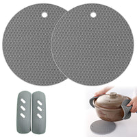 1 x Brand New Silicone Trivet Mat, Silicone Trivet, Multi-Purpose Drying Mat, Round Silicone Trivet, Hot Grip Holder, Non-Slip Insulated Handles, Gray - RRP €19.2