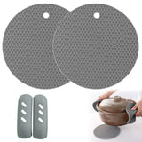 4 x Brand New Silicone Trivet, Multipurpose Pot Holder and Trivet, Silicone Trivet, Pot Holder Set for Hot Dishes, Hot Handle Holder, Protect Cooking Fingers, Silicone Assist Handle Holder, Gray - RRP €81.6