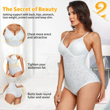 1 x RAW Customer Returns Body Shaper Women s Tummy Control Shapewear Corset Body Strong Shaping Figure-Shaping Body with V-Neck Bra Bodysuit Lace Sexy White, XL  - RRP €31.99