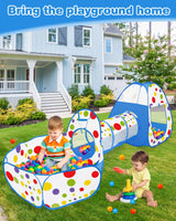 1 x RAW Customer Returns MAIKEHIGH Children s Camp Tienda, 3 in 1 Foldable Pop-up Pool Pool with Tunnels for Birthday Gifts for Baby Girls Outdoor Christmas Gift Blue Pelota Not Included  - RRP €35.16