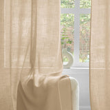 1 x RAW Customer Returns Woaboy 2 Pieces Translucent Linen Curtains Modern Decorative Eyelet Curtains for Living Room and Bedroom 140x175cm Beige - RRP €35.99