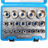 1 x RAW Customer Returns CCLIFE 21pc 1 2 multi-tooth socket set socket wrench set for 6 and 12 edge 8-36mm external multi-tooth socket nut box - RRP €39.52