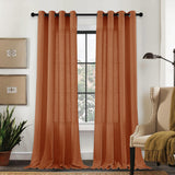 1 x RAW Customer Returns CUCRAF linen curtain with eyelets set of 2 H 245 x W 140 terracotta semi-transparent curtains loop curtain curtain linen look voile curtains living room bedroom - RRP €38.99