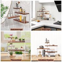 1 x RAW Customer Returns JUJOYBD Corner Shelf Kitchen Worktop with 4 Tiers, Spice Rack with Hooks Kitchen Corner Shelves Herb Rack Bookshelf Display Shelf Organizer 4 Tiers for Living Room, Kitchen, Bathroom, Office - RRP €30.24