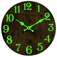 1 x RAW Customer Returns DIYZON Luminous Wall Clock, Quiet Non-Ticking 30 cm Night Light Wall Clocks Battery Operated, Country Style Wooden Illuminated Wall Clock Decorative for Kitchen, Home, Bedroom, Office - RRP €20.99