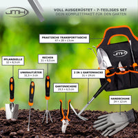 1 x RAW Customer Returns JMH garden tool set made of stainless steel - 7-piece garden tool set - garden accessories for outdoor use - garden tools with weed cutter - garden tools - RRP €29.23