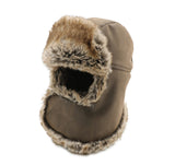 1 x Brand New Heavyoff Unisex Faux Leather Balaclava Faux Fur Aviator Hat Warm Winter Hat Windproof Trapper Hat Brown Large - RRP €39.95