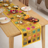 1 x RAW Customer Returns Patchwork Indian Cotton Table Runner Yellow 40x182 cm Decorative Rajasthani Hand Embroidered Colorful Luxury Coffee Dining Style Table Decoration - RRP €20.66