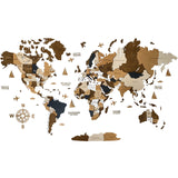 1 x RAW Customer Returns Wooden World Map 3D Art Large Wall Decor - Size M, L, XL Any Occasion Gift Idea - Wall Art For Home, Kitchen or Office M 120x62 cm , COFFEE  - RRP €117.0