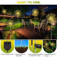 1 x RAW Customer Returns Liyade 2 Pack Solar Plug Garden Lights 120 LED Solar Garden Lights for Outdoors 8 Modes Solar Lights Fireworks Dandelion Solar Lamps for Outdoors Garden Paths Lawn Balcony Decoration Warm White  - RRP €16.49