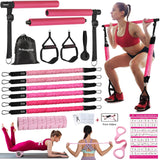 1 x RAW Customer Returns ALongSong Fitness Bands Pilates Bar Set with 6 Resistance Bands 20 30 40lbs or 30 40 50lbs, Resistance Bands Adjustable and Removable, Pilates Bar, Handles, Door Anchor - RRP €55.99