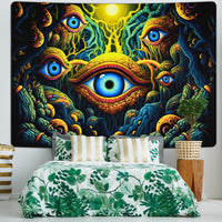 3 x Brand New Alishomtll Eye Tapestry, Sun Tapestry, Yellow Green Eye Wall Hanging, Aesthetic Style Gothic Tapestry, Bedroom Home Decor Wall Cloth, 150x130cm - RRP €61.2